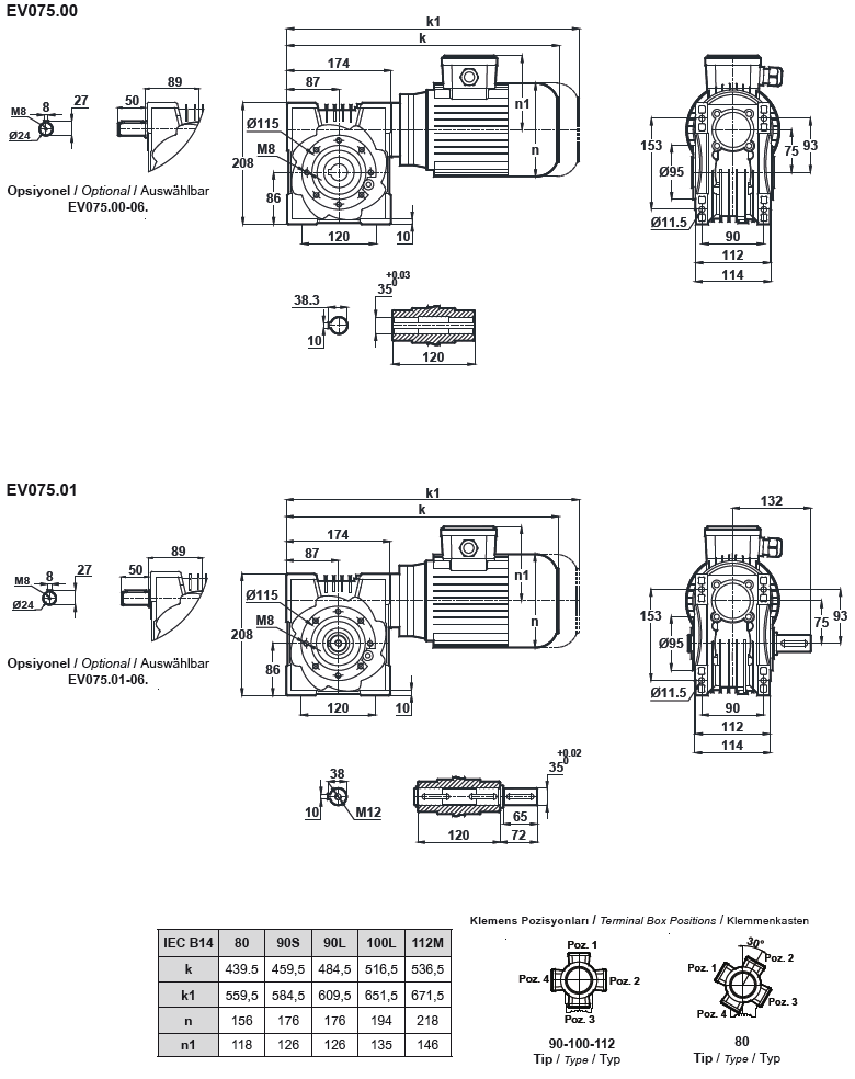 Червячный мотор-редуктор EV075 (EN075)