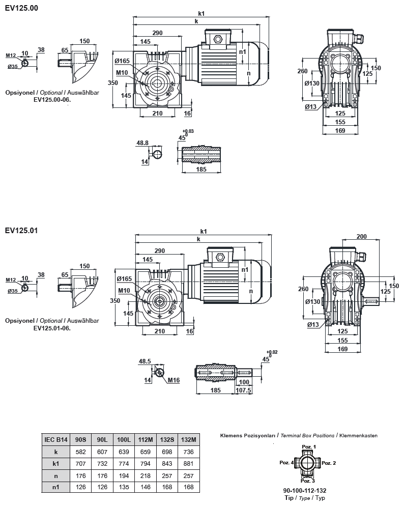 Червячный мотор-редуктор EV125 (EN125)