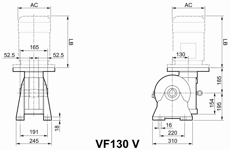 Мотор-редуктор VF 130, исполнение V