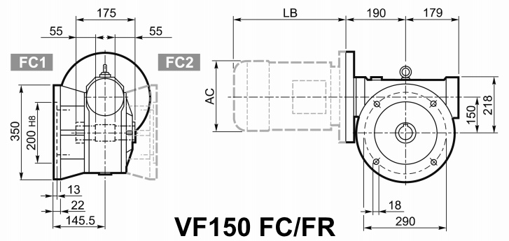 Мотор-редуктор VF 150, исполнение FC FR