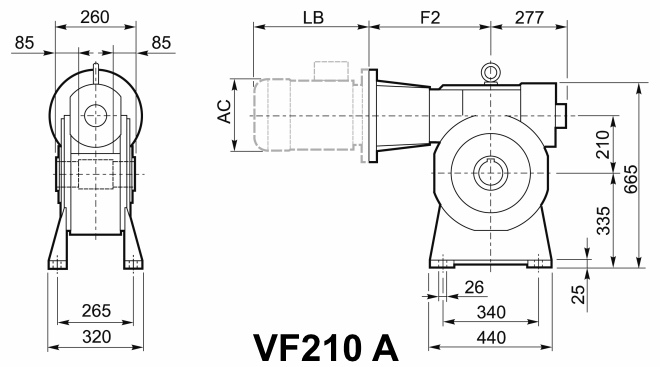 Мотор-редуктор VF 210, исполнение A