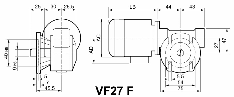 Мотор-редуктор VF 27, исполнение F