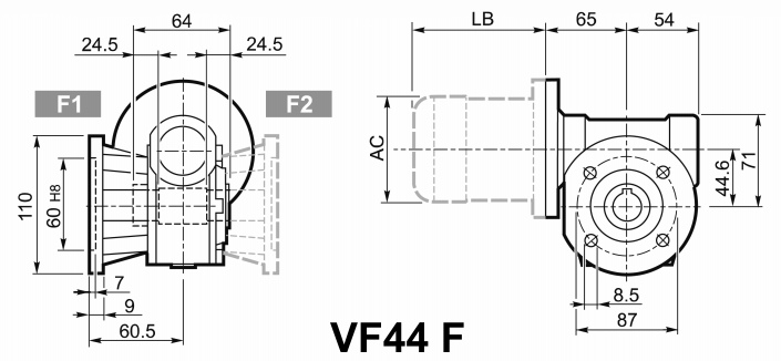 Мотор-редуктор VF 44, исполнение F