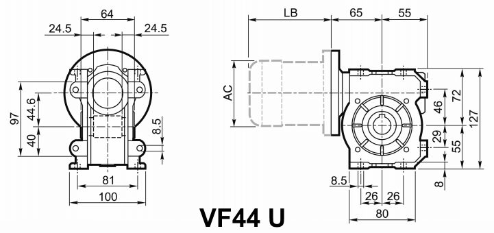 Мотор-редуктор VF 44, исполнение U