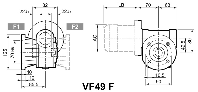 Мотор-редуктор VF 49, исполнение F