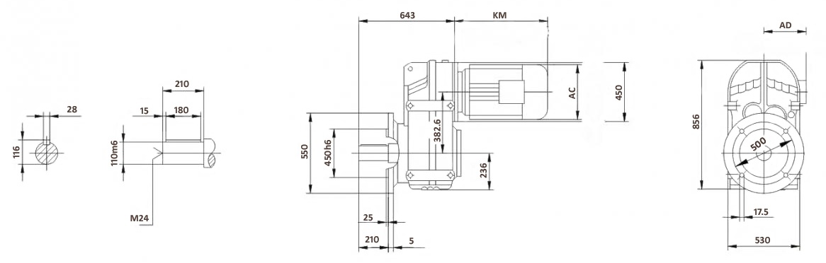 Размеры мотор-редуктора FF127 (фланец)